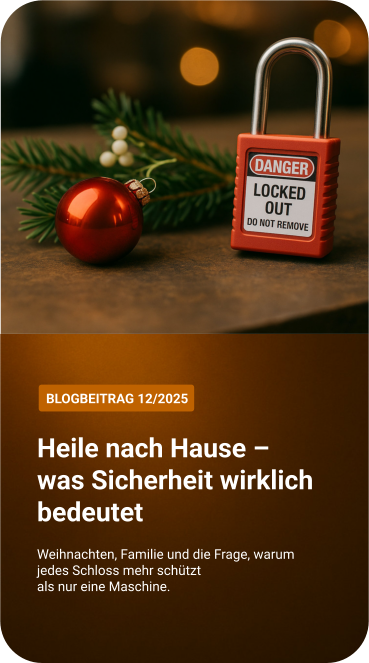 Weihnachtlicher Blick auf ein Lockout/Tagout-Schloss – ein Erinnerungsbild dafür, warum sichere Arbeit und funktionierende LoTo-Systeme Mitarbeiterinnen und Mitarbeiter schützen und jeden gesund nach Hause bringen.