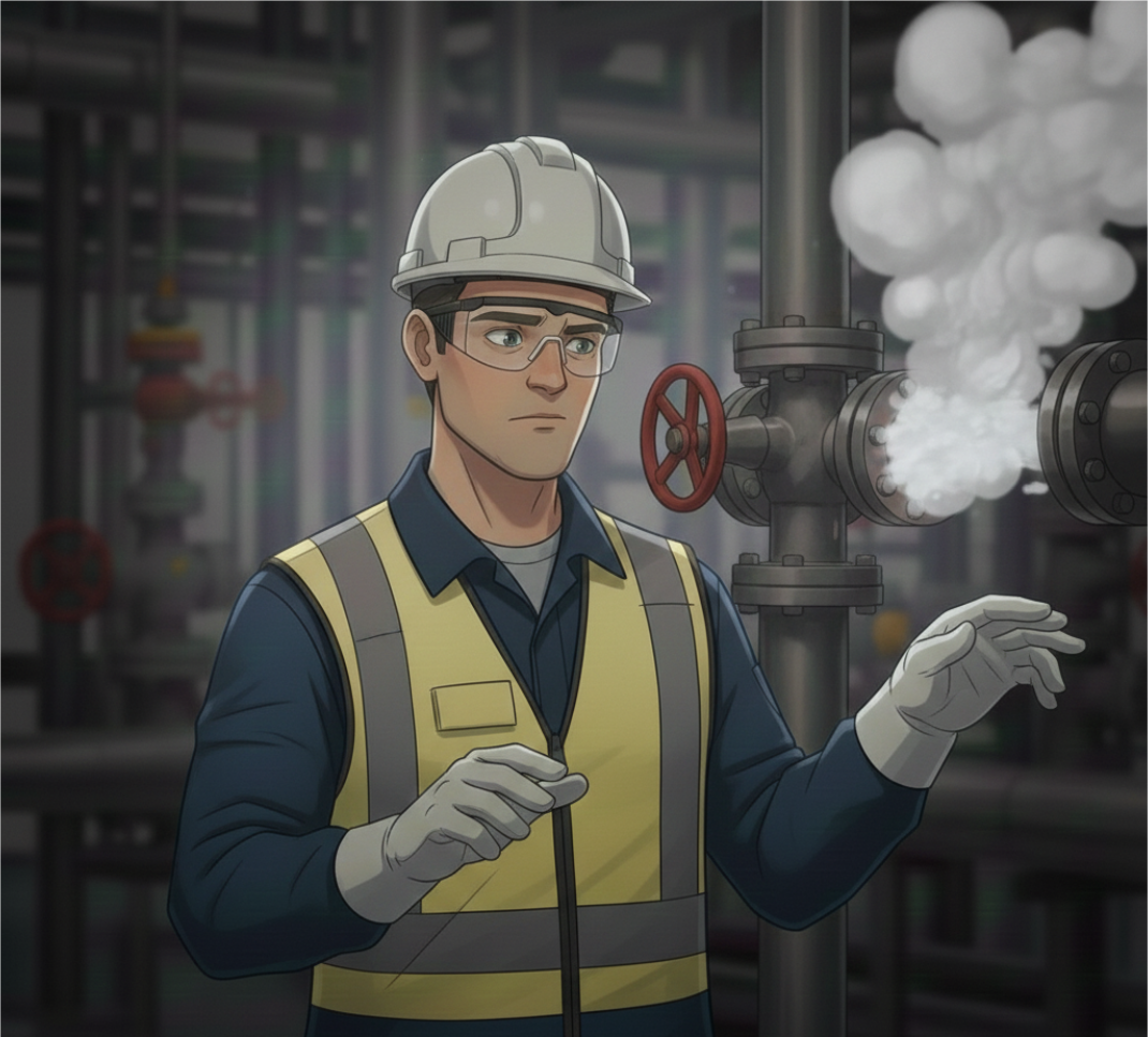 Ilustration eines Mitarbeiters der Lockout/Tagout durführt