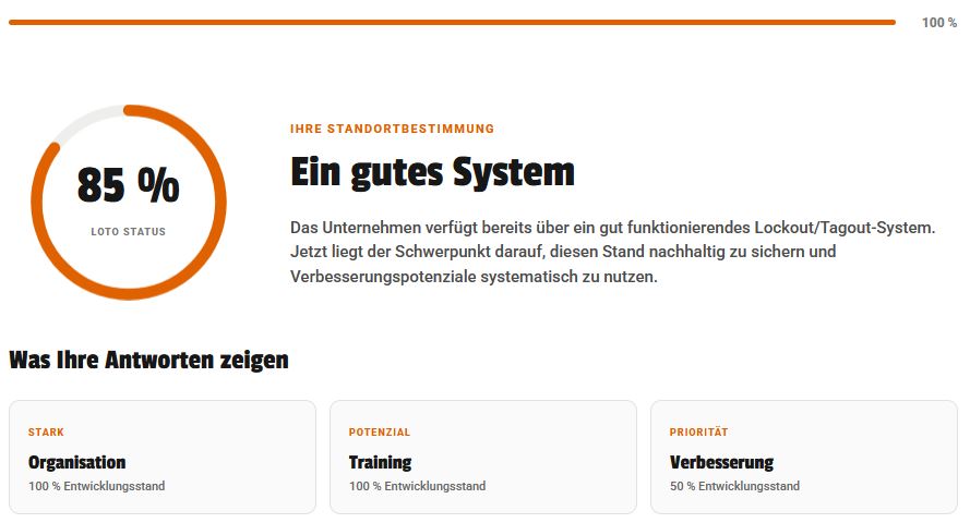 LoTo-Checkliste und Analyseunterlagen als Teil der LoTo-Matrix-Methode von René Noël zur Bewertung von Lockout/Tagout-Systemen.